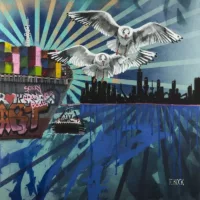 'Havenstad' Rotterdamse haven in pop-art, street art en graffiti stijl