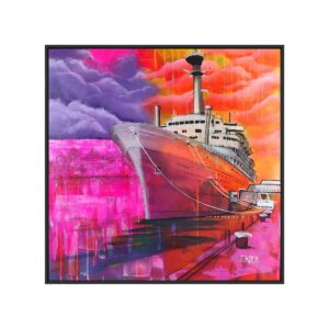 'SS Rotterdam' in pop-art, street art en graffiti stijl canvas in baklijst