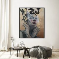 'Bidding Farewell To Burden' uit de serie 'Chapter 1' op Canvas portret met bladgoud in pop-art, street art en graffiti stijl