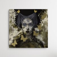 'Unveiling Possibilities' uit de serie 'Chapter 1' op Acrylglas portret met bladgoud in pop-art, street art en graffiti stijl