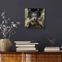 'Unveiling Possibilities' uit de serie 'Chapter 1' op Acrylglas portret met bladgoud in pop-art, street art en graffiti stijl