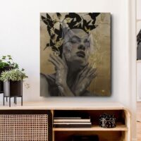 'Bidding Farewell To Burden' uit de serie 'Chapter 1' op Acrylglas portret met bladgoud in pop-art, street art en graffiti stijl