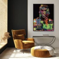 Kurt Cobain op acrylglas Kurt Cobain in neon pop-art, street art en graffiti stijl, op canvas. Club 27.