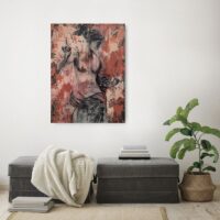 Venus van Arles Venus van Arles op acrylglas in koper verf en terracotta kleuren in graffiti, popart en streetart style op witte muur.