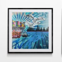 'Havenstad' op Fine Art Print, ingelijst 'Havenstad' in pop-art, street art en graffiti stijl op Fine Art Print