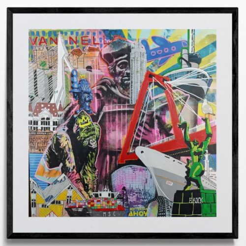 'Collage' in pop-art, street art en graffiti stijl op Fine Art Print